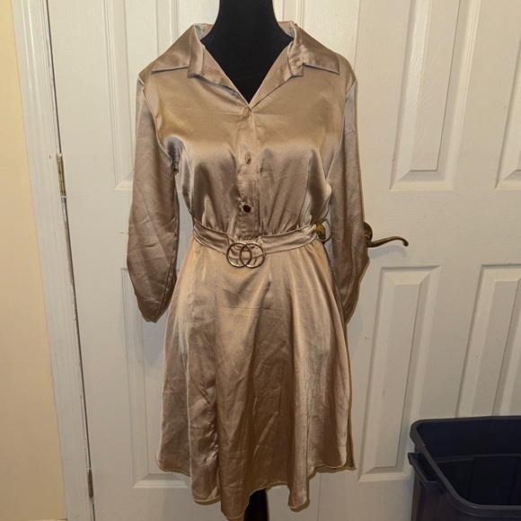 Dresses & Skirts - Elegant Satin Gold Dress